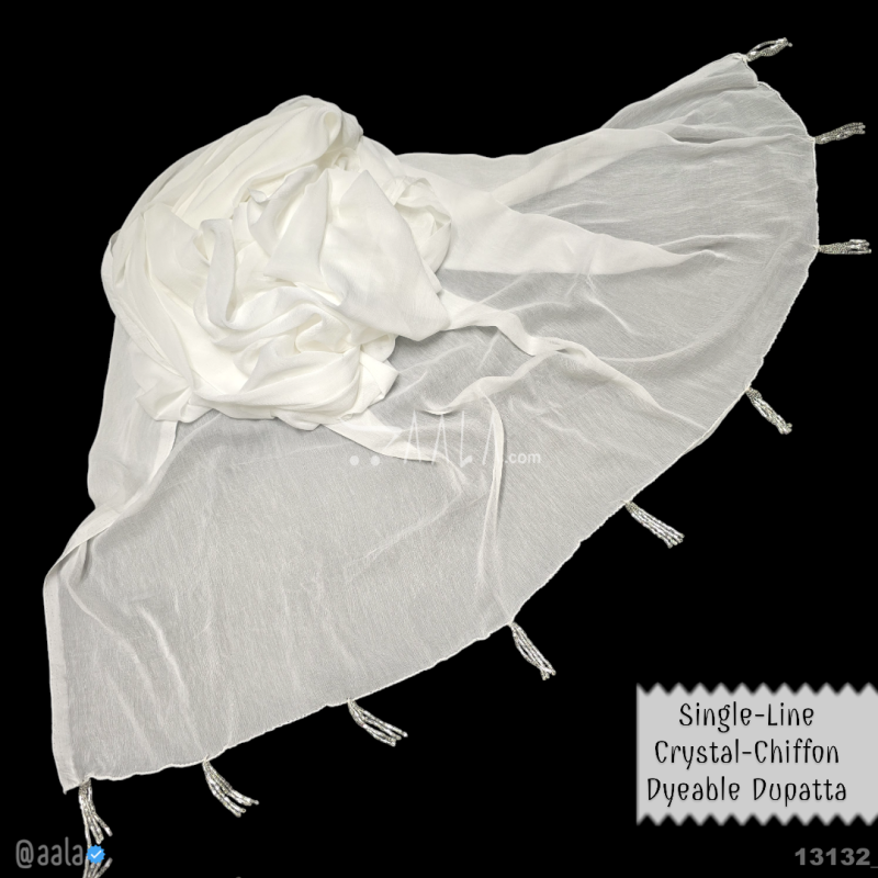 Single-Line-Crystal Chiffon Nylon Dupatta-32-Inches DYEABLE 2.25-Metres