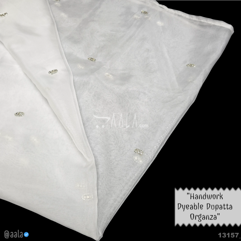 Handwork Organza Nylon Dupatta-42-Inches DYEABLE 2.25-Metres 