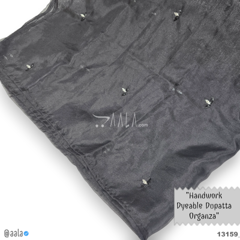 Handwork Organza Nylon Dupatta-42-Inches BLACK 2.25-Metres 