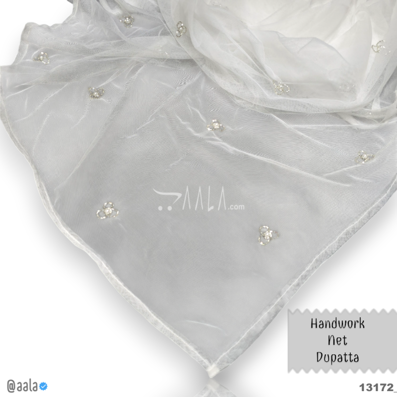 Handwork Net Nylon Dupatta-40-Inches DYEABLE 2.25-Metres 