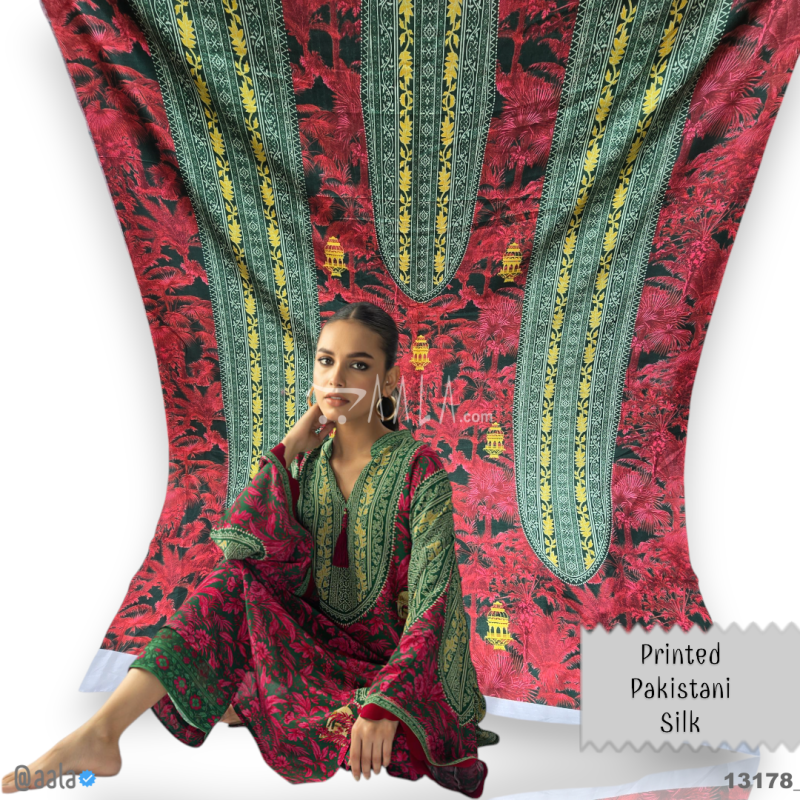 Printed-Pakistani Silk Blend 44-Inches PRINTED Per-Pc 