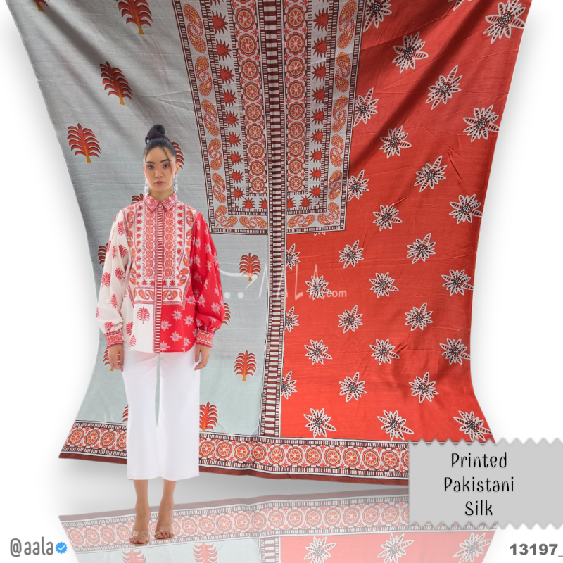 Printed-Pakistani Silk Blend 44-Inches PRINTED Per-Pc 