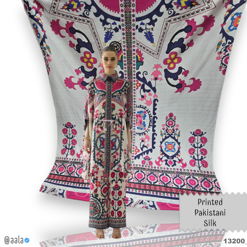 Printed-Pakistani Silk Blend 44-Inches PRINTED Per-Pc 