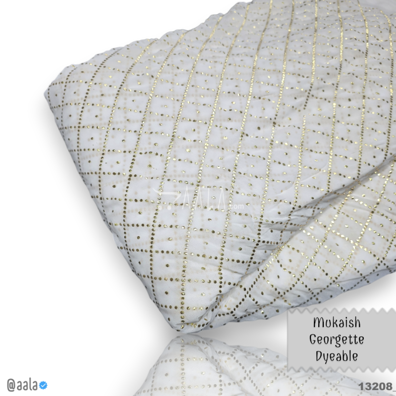 Machine-Mukaish Georgette Nylon 44-Inches DYEABLE Per-Metre