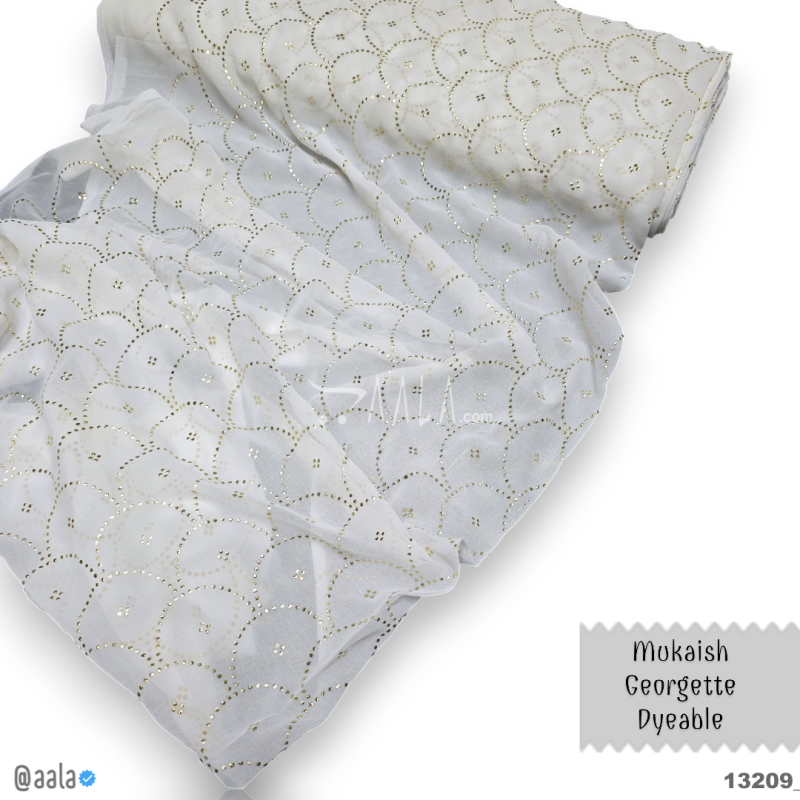 Machine-Mukaish Georgette Nylon 44-Inches DYEABLE Per-Metre 