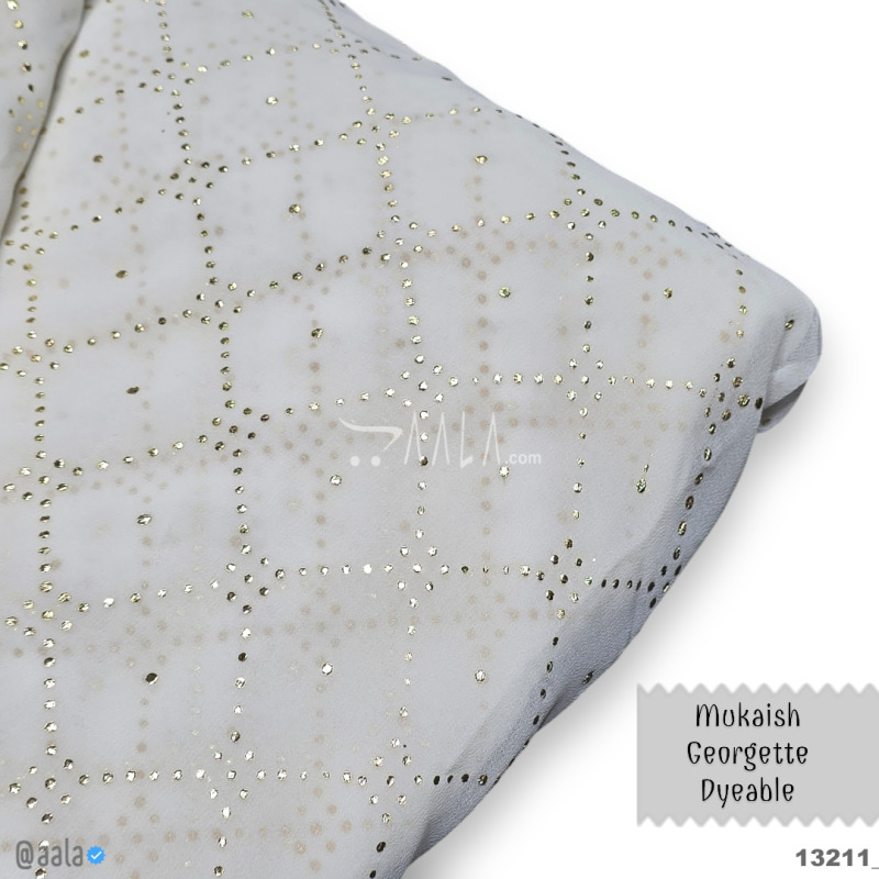 Machine-Mukaish Georgette Nylon 44-Inches DYEABLE Per-Metre