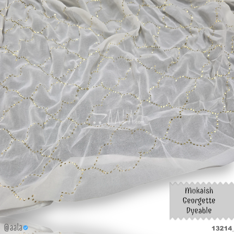 Machine-Mukaish Georgette Nylon 44-Inches DYEABLE Per-Metre 