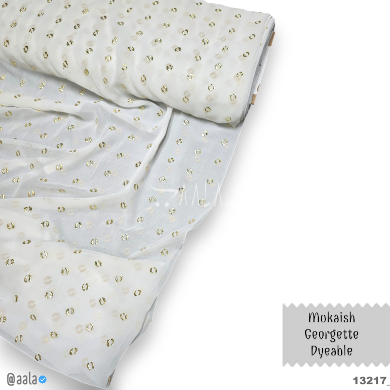 Machine-Mukaish Georgette Nylon 44-Inches DYEABLE Per-Metre