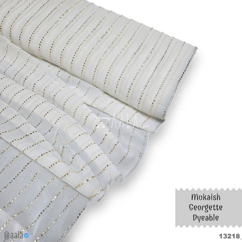 Machine-Mukaish Georgette Nylon 44-Inches DYEABLE Per-Metre