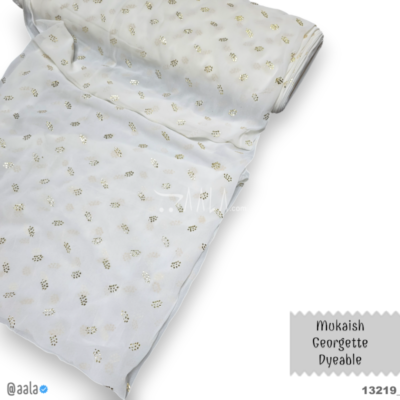 Machine-Mukaish Georgette Nylon 44-Inches DYEABLE Per-Metre