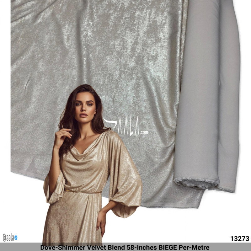 Dove-Shimmer Velvet Blend 58-Inches BIEGE Per-Metre