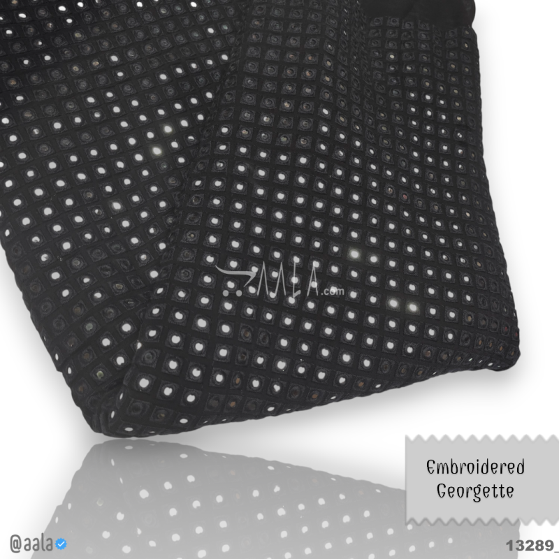 Miror Georgette Viscose 44-Inches BLACK Per-Metre