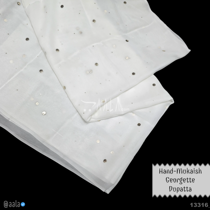 Hand-Mukaish Georgette Viscose Dupatta-44-Inches DYEABLE 2.25-Metres 