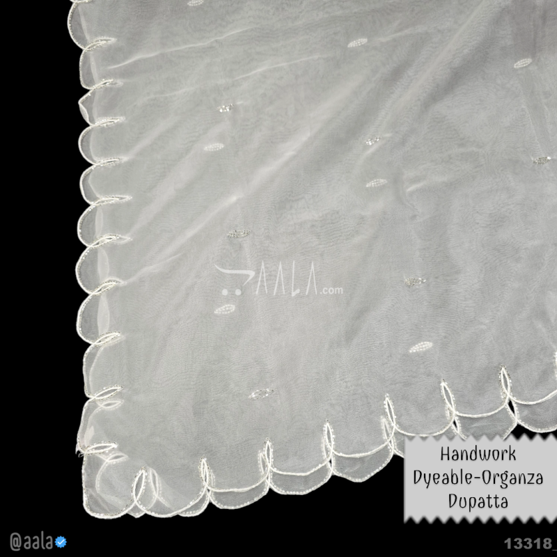 Handwork Organza Nylon Dupatta-42-Inches DYEABLE 2.25-Metres 