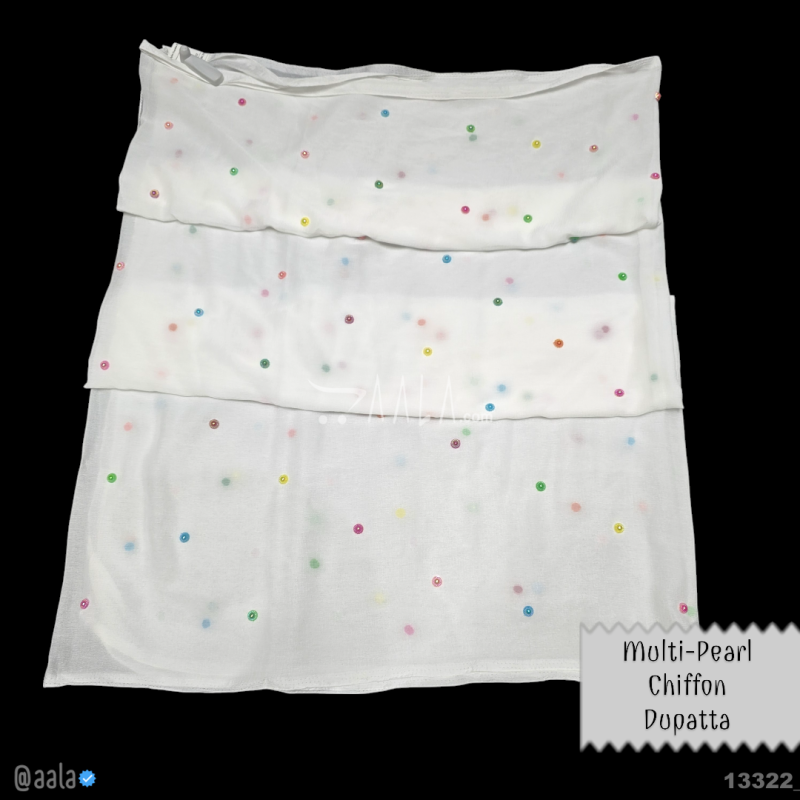 Multi-Pearl Chiffon Nylon Dupatta-32-Inches DYEABLE 2.25-Metres