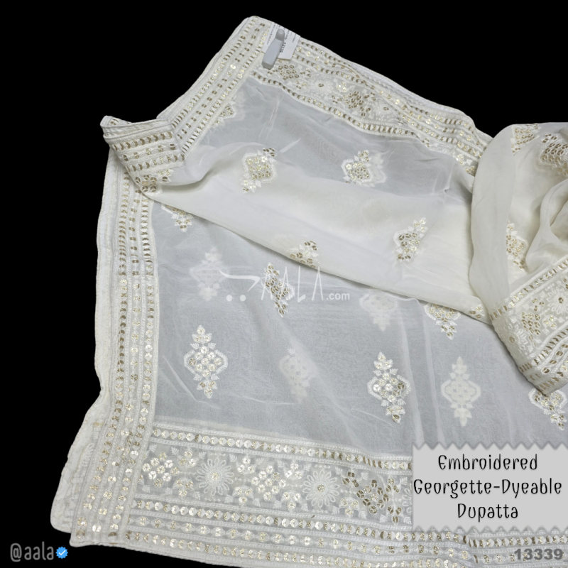 Embroidered Georgette Viscose Dupatta-40-Inches DYEABLE 2.50-Metres