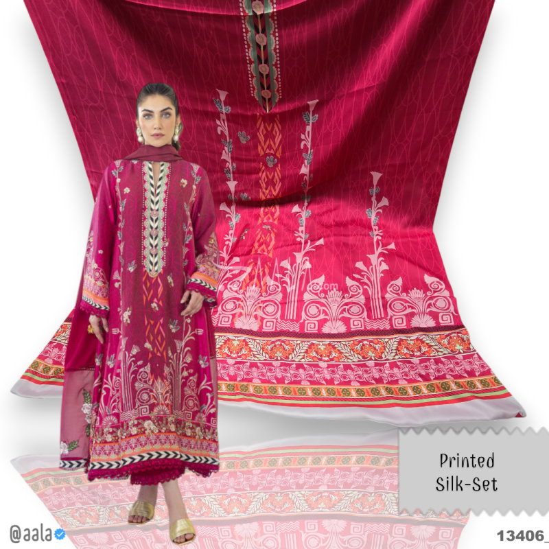 Printed Silk Blend 44-Inches PRINTED Per-Pc 