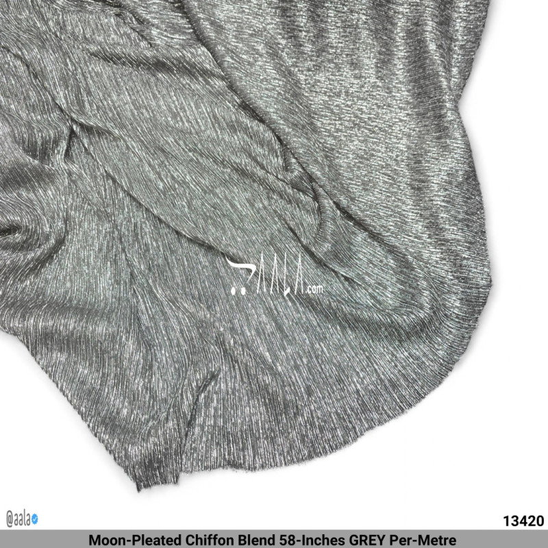 Moon-Pleated Chiffon Blend 58-Inches GREY Per-Metre