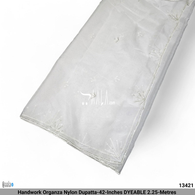 Handwork Organza Nylon Dupatta-42-Inches DYEABLE 2.25-Metres 