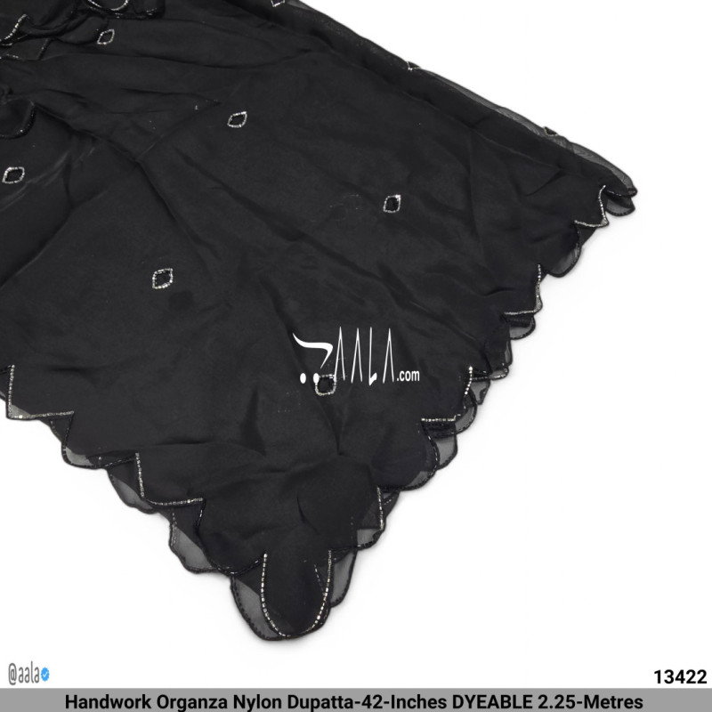 Handwork Organza Nylon Dupatta-42-Inches DYEABLE 2.25-Metres 