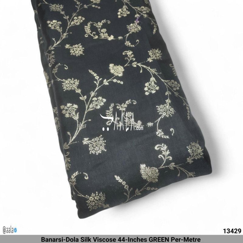 Banarsi-Dola Silk Viscose 44-Inches GREEN Per-Metre 