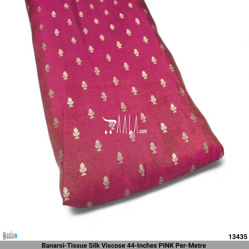 Banarsi-Tissue Silk Viscose 44-Inches PINK Per-Metre 