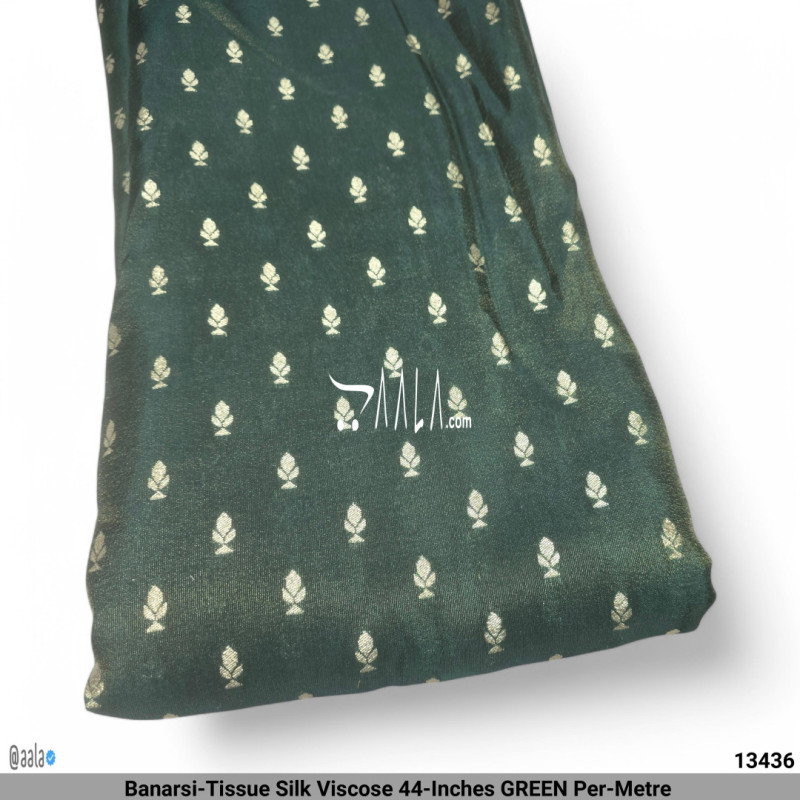 Banarsi-Tissue Silk Viscose 44-Inches GREEN Per-Metre 