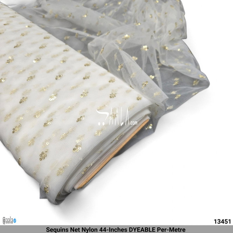 Sequins Net Nylon 44-Inches DYEABLE Per-Metre