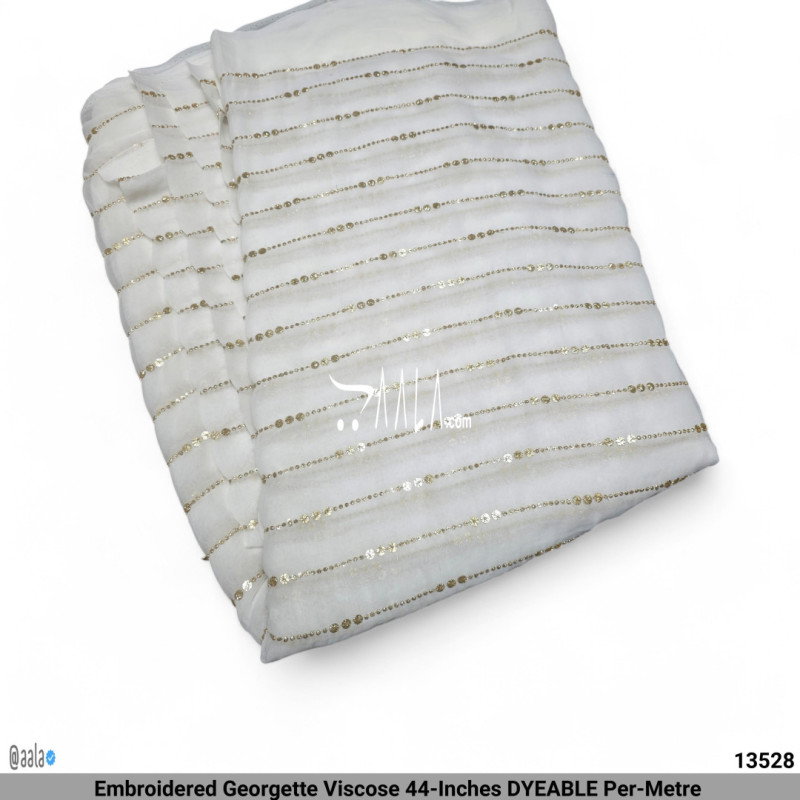 Embroidered Georgette Viscose 44-Inches DYEABLE Per-Metre 