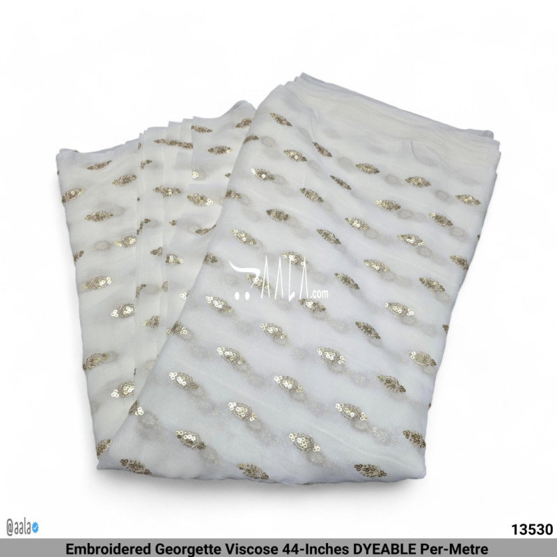 Embroidered Georgette Viscose 44-Inches DYEABLE Per-Metre 