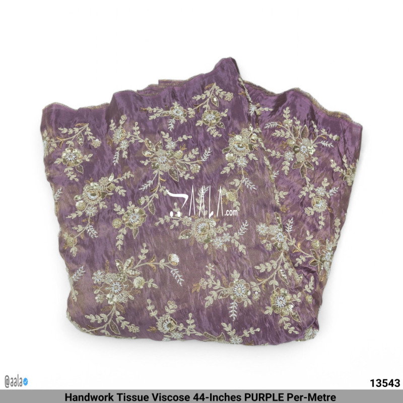 Handwork Tissue Viscose 44-Inches PURPLE Per-Metre 