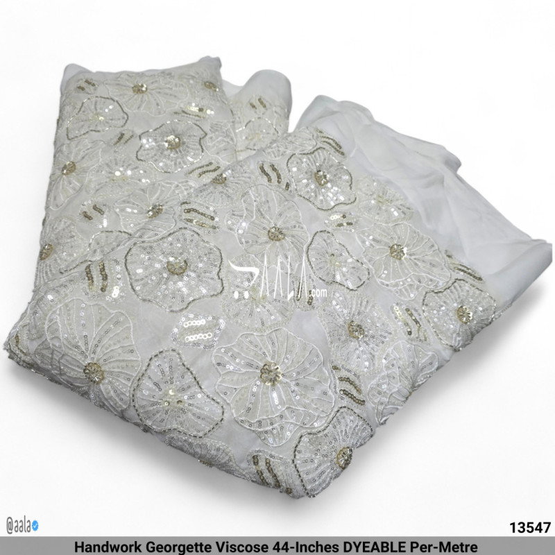 Handwork Georgette Viscose 44-Inches DYEABLE Per-Metre