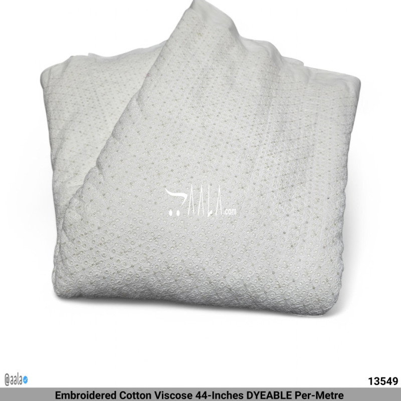 Embroidered Cotton Viscose 44-Inches DYEABLE Per-Metre