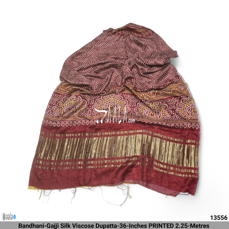 Bandhani-Gajji Silk Viscose Dupatta-36-Inches PRINTED 2.25-Metres 