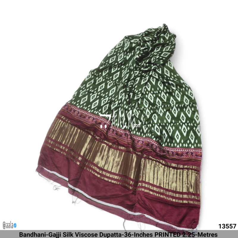 Bandhani-Gajji Silk Viscose Dupatta-36-Inches PRINTED 2.25-Metres 