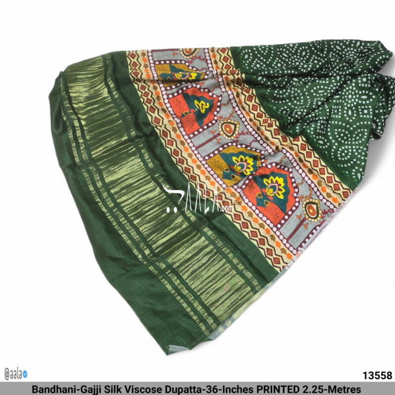 Bandhani-Gajji Silk Viscose Dupatta-36-Inches PRINTED 2.25-Metres 