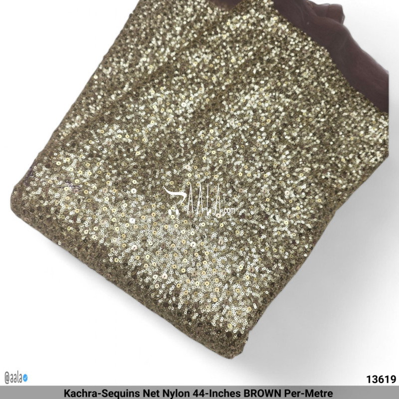 Kachra-Sequins Net Nylon 44-Inches BROWN Per-Metre