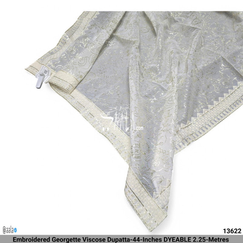 Embroidered Georgette Viscose Dupatta-44-Inches DYEABLE 2.25-Metres