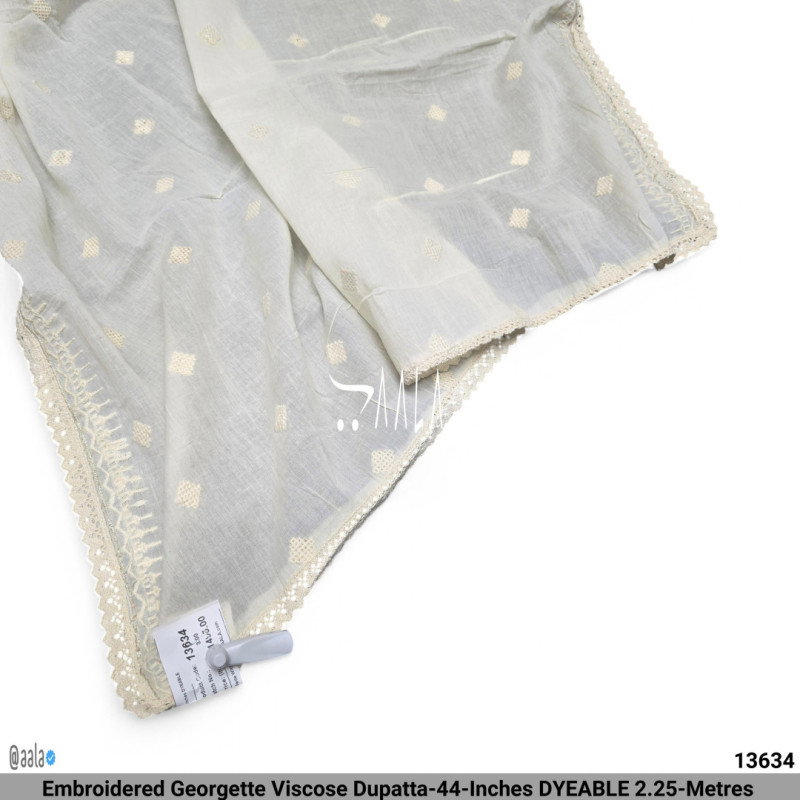 Embroidered Georgette Viscose Dupatta-44-Inches DYEABLE 2.25-Metres