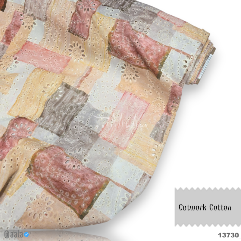 Cutwork Cotton Cotton 52-Inches PRINTED Per-Metre