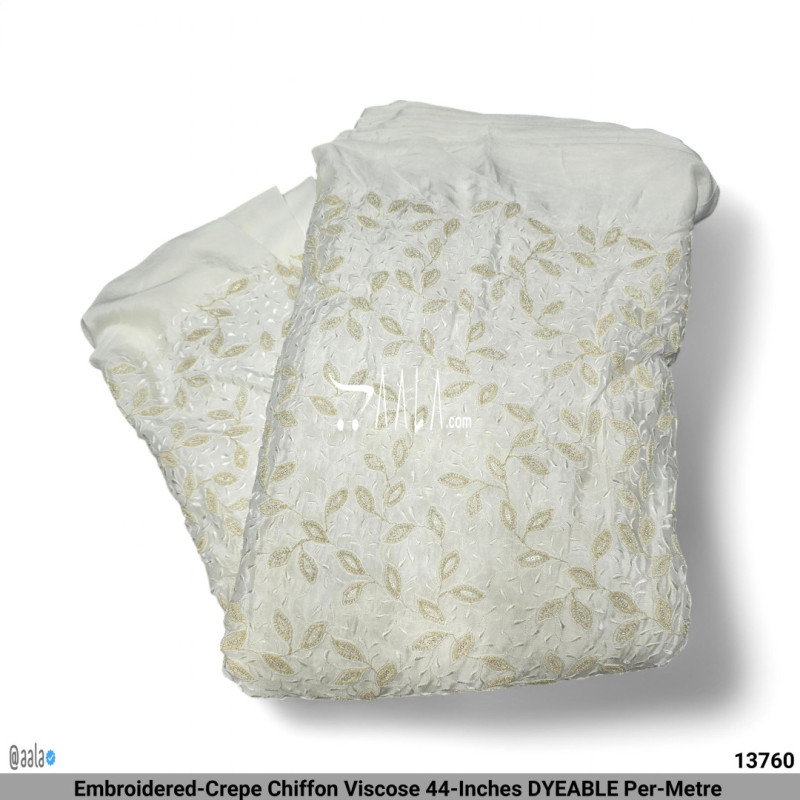 Embroidered-Crepe Chiffon Viscose 44-Inches DYEABLE Per-Metre