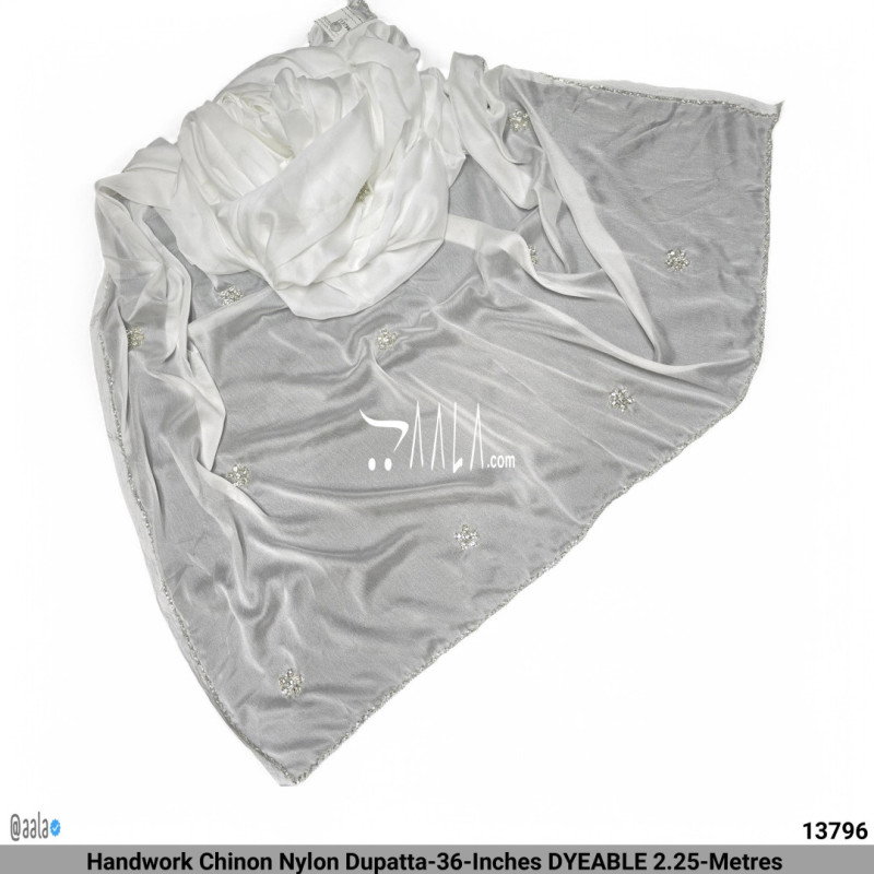 Handwork Chinon Nylon Dupatta-36-Inches DYEABLE 2.25-Metres
