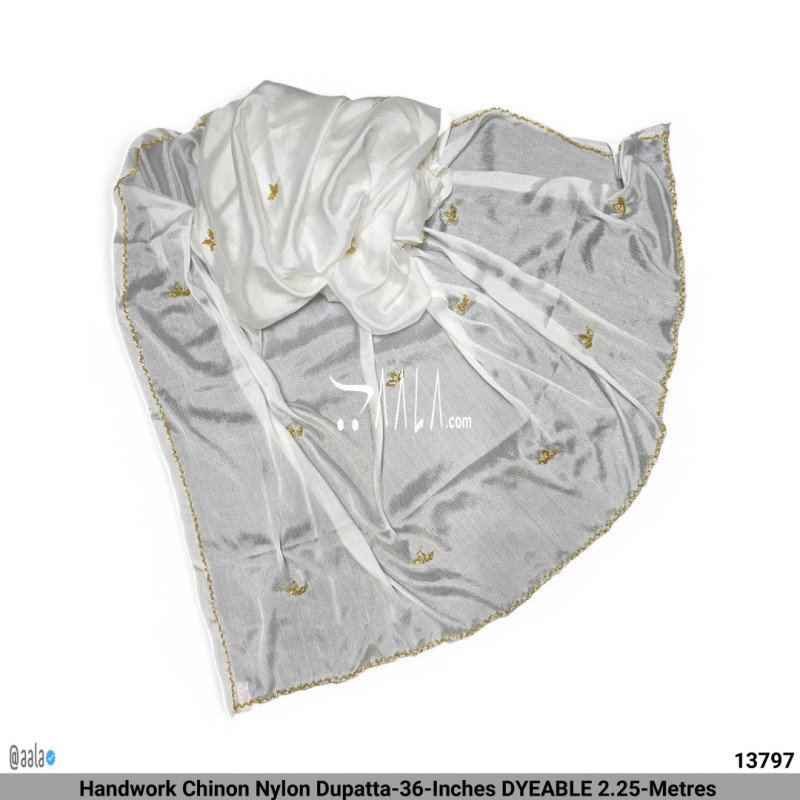Handwork Chinon Nylon Dupatta-36-Inches DYEABLE 2.25-Metres 