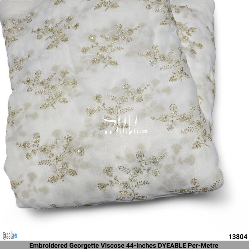 Embroidered Georgette Viscose 44-Inches DYEABLE Per-Metre 