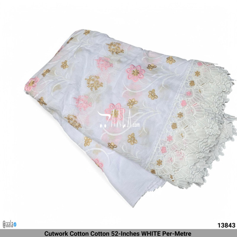 Cutwork Cotton Cotton 52-Inches WHITE Per-Metre 