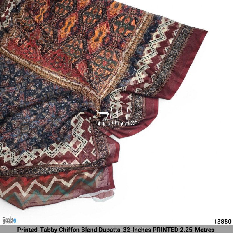 Printed-Tabby Chiffon Blend Dupatta-32-Inches PRINTED 2.25-Metres 