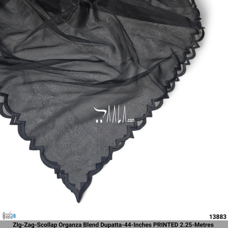 ZIg-Zag-Scollap Organza Blend Dupatta-44-Inches PRINTED 2.25-Metres