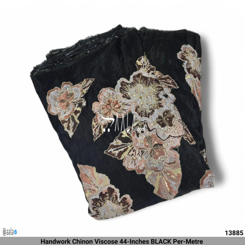 Handwork Chinon Viscose 44-Inches BLACK Per-Metre 