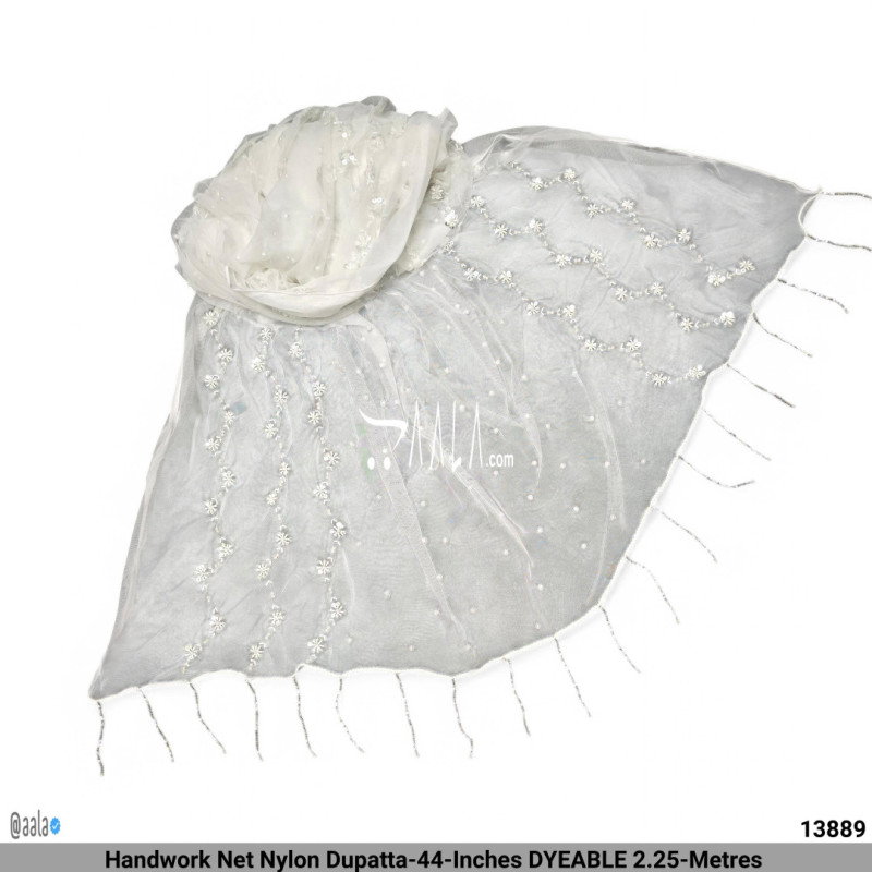 Handwork Net Nylon Dupatta-44-Inches DYEABLE 2.25-Metres