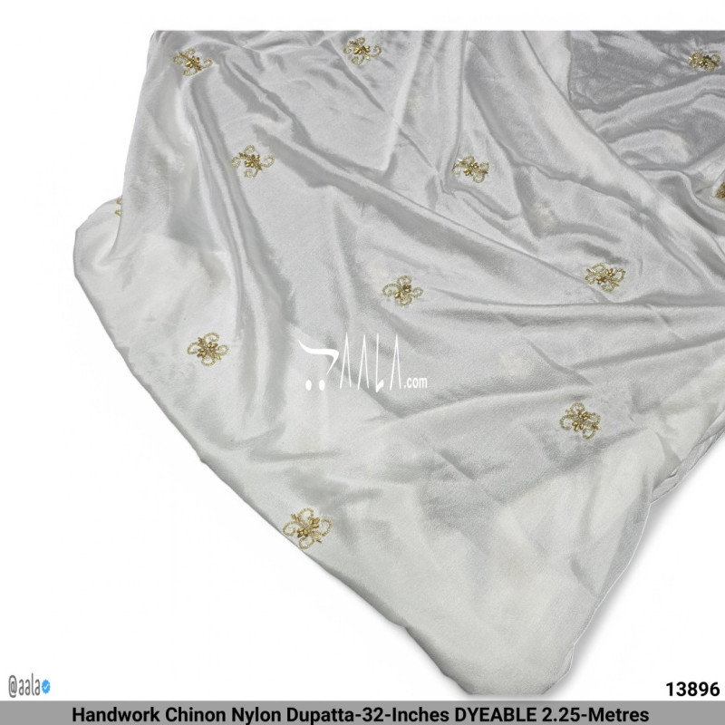 Handwork Chinon Nylon Dupatta-32-Inches DYEABLE 2.25-Metres 